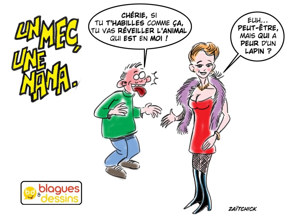 blague dessin humour mec nana homme femme gars sexe lapin