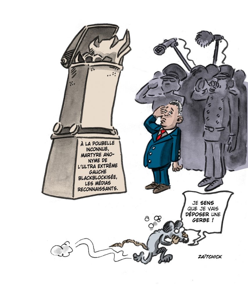 dessin presse humour Gérald Darmanin image drôle violences policières ultra gauche