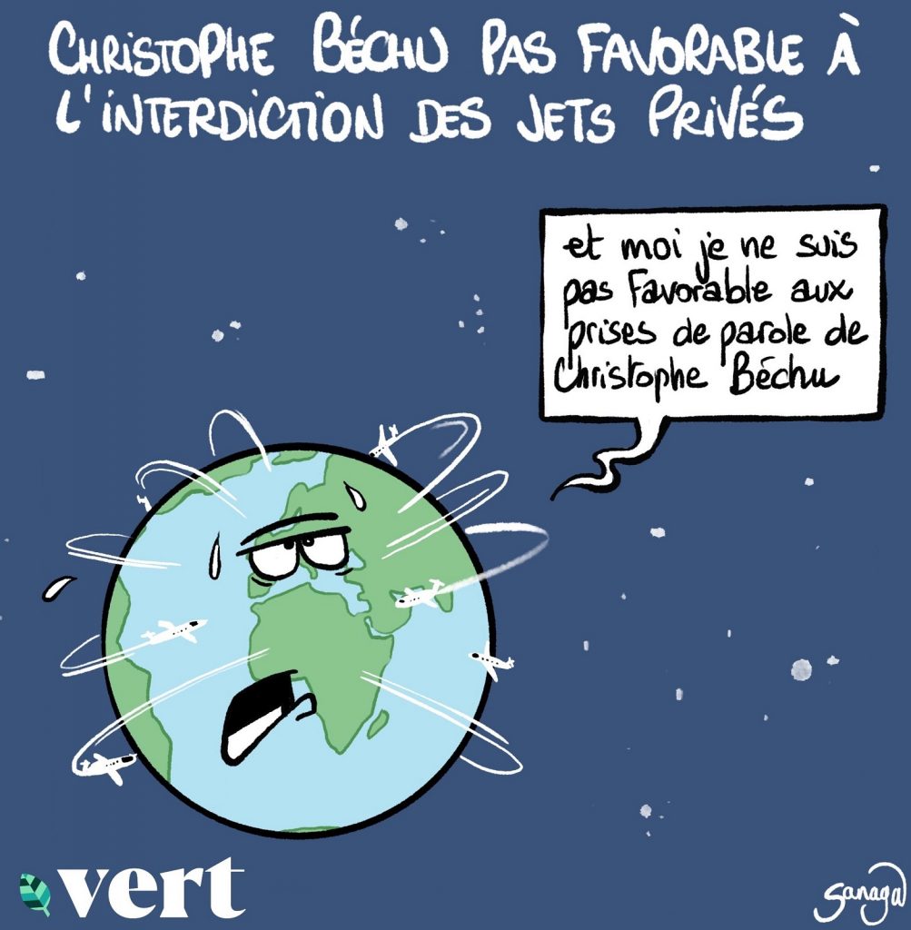 dessin presse humour Christophe Béchu image drôle interdiction jets privés