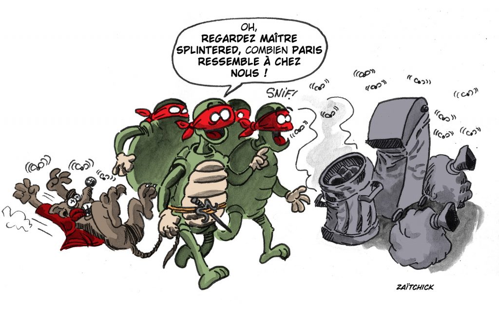 dessin presse humour ordures Paris image drôle Tortues Ninja