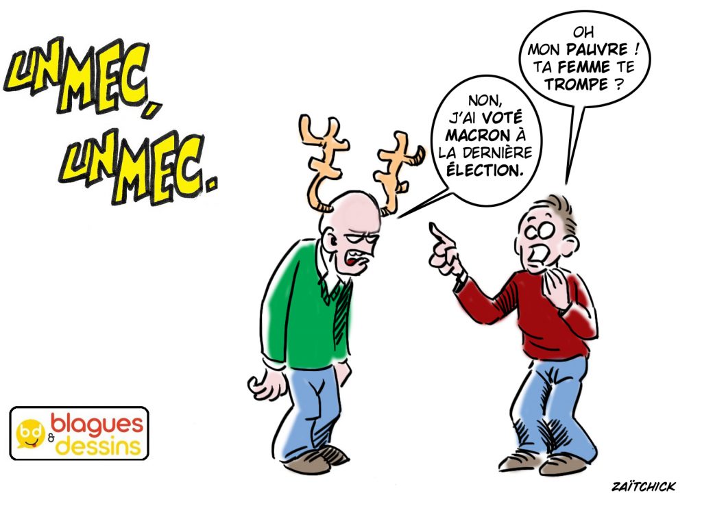 dessin presse humour vote Macron image drôle cocu
