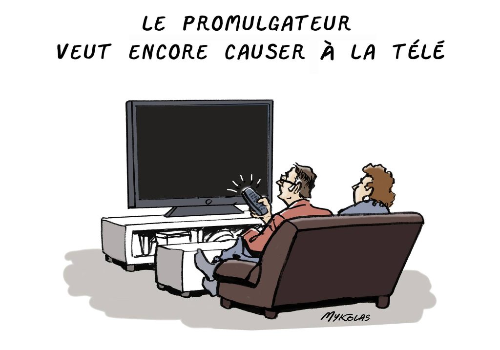 dessin presse humour intervention télévisée Emmanuel Macron image drôle réforme des retraites