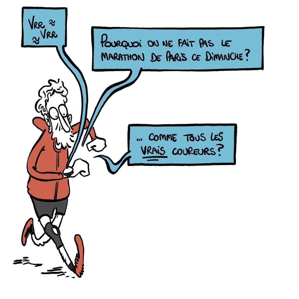 dessin humour quarantenaire image drôle sport marathon Facebook