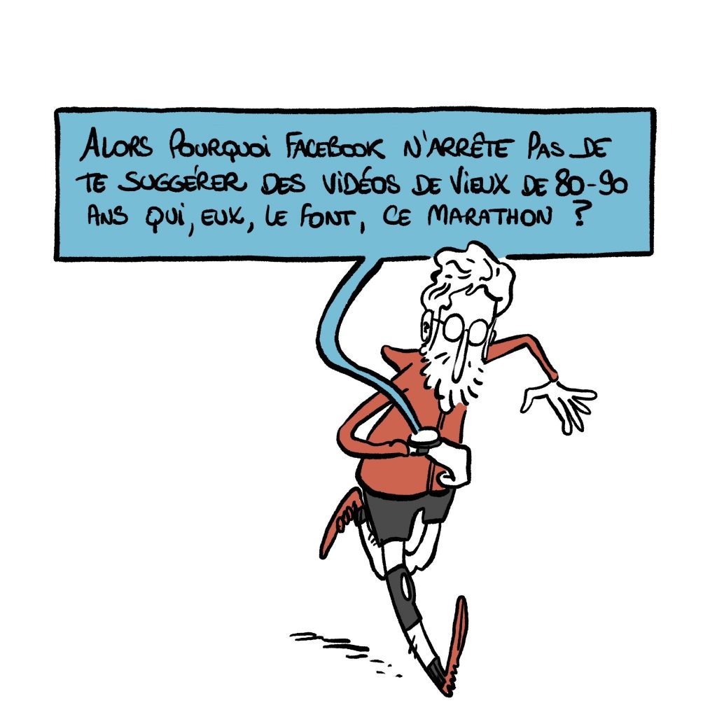 dessin humour quarantenaire image drôle sport marathon Facebook