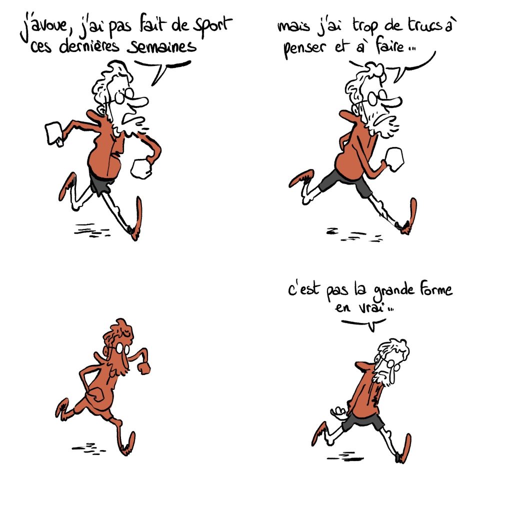 dessin humour quarantenaire image drôle sport ragondin genoux