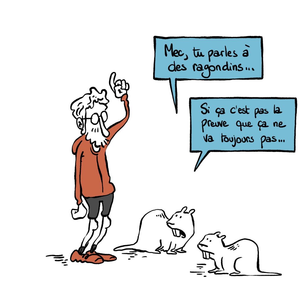 dessin humour quarantenaire image drôle sport ragondin genoux