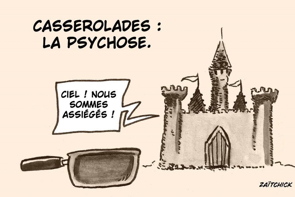dessin presse humour Emmanuel Macron image drôle concert casseroles