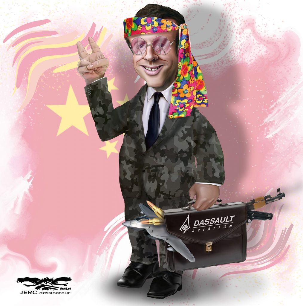 dessin presse humour Emmanuel Macron image drôle visite Chine