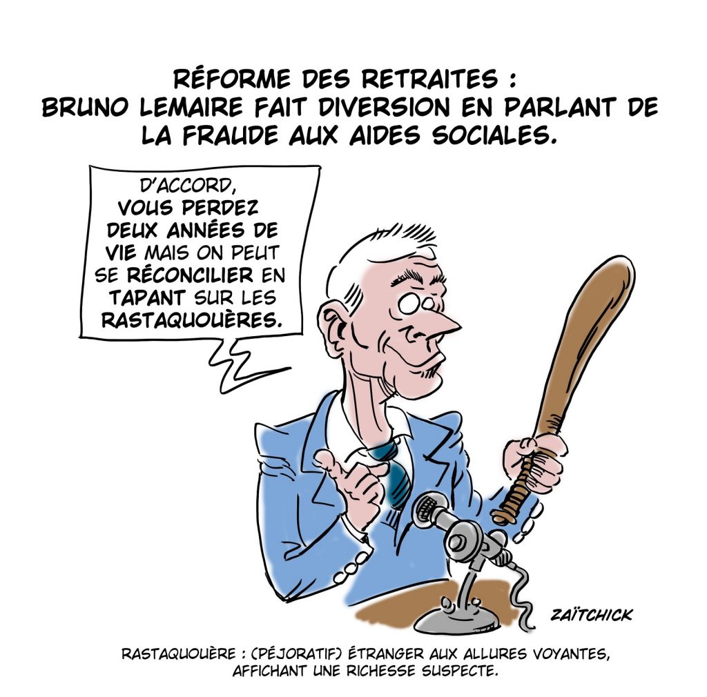 dessin presse humour Bruno Le Maire image drôle fraude aides sociales