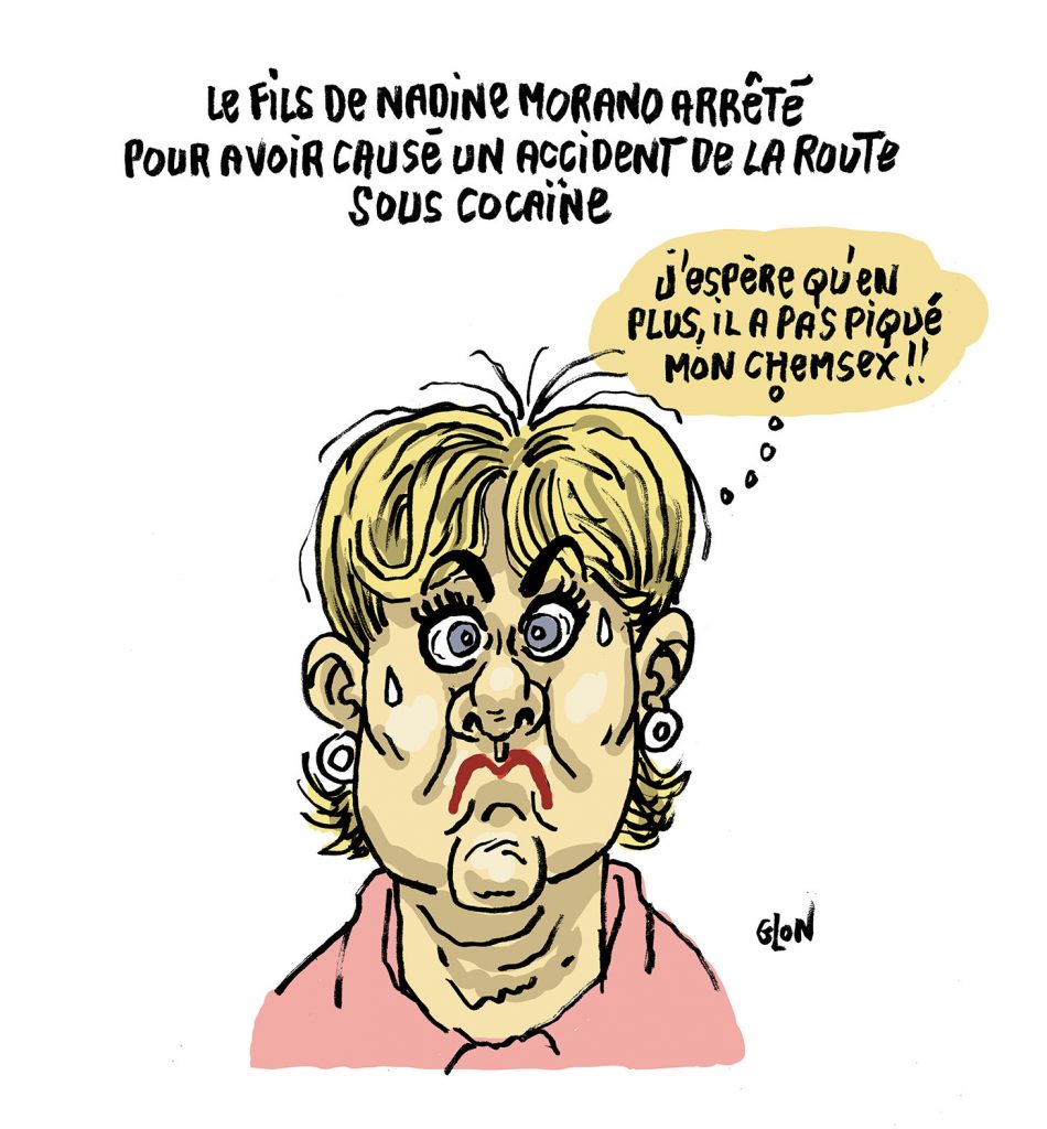 dessin presse humour fils Nadine Morano image drôle accident cocaïne