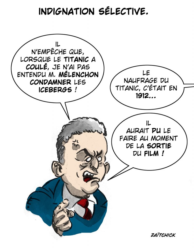 dessin presse humour violences 1er mai image drôle Gérald Darmanin Jean-Luc Mélenchon