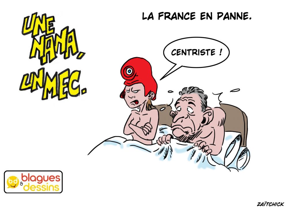 blague dessin humour mec nana homme femme gars fille centrisme François Bayrou
