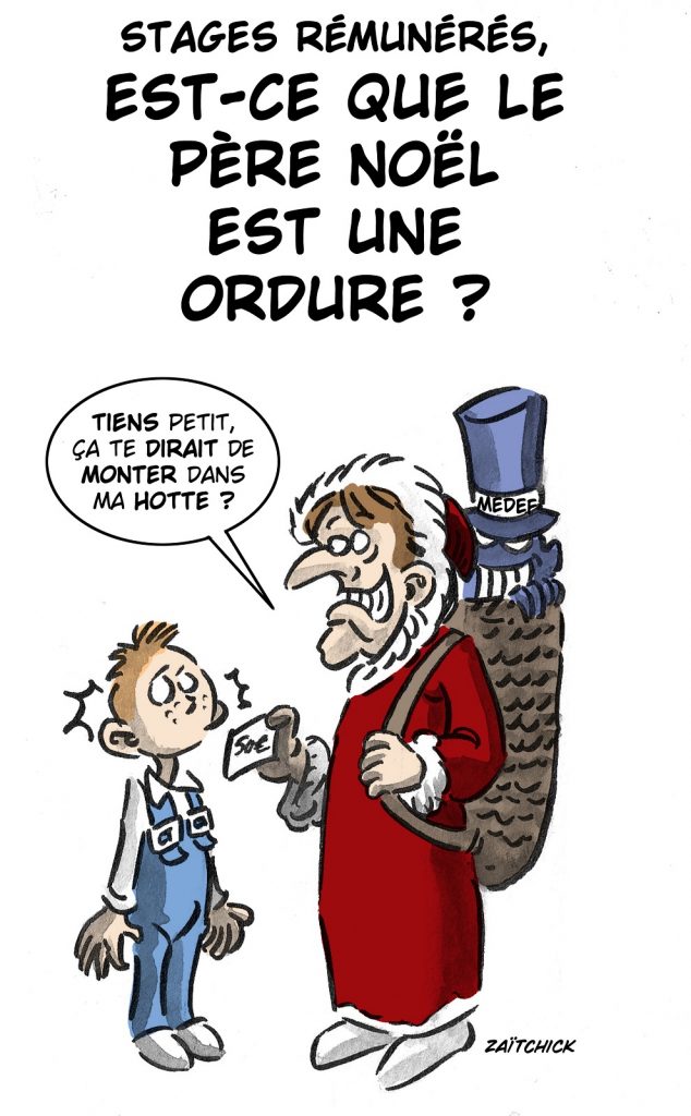 dessin presse humour Emmanuel Macron image drôle stages rémunérés