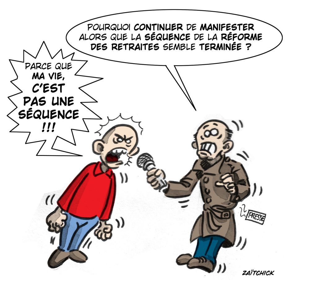 dessin presse humour séquence réforme retraite image drôle manifestation