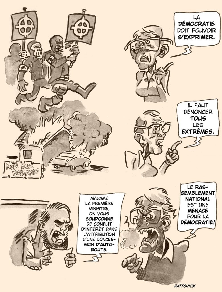 dessin presse humour Élisabeth Borne image drôle conflits d’intérêts