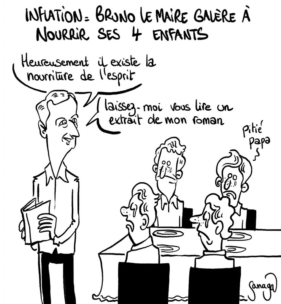 dessin presse humour Bruno Le Maire image drôle inflation paquet pâtes