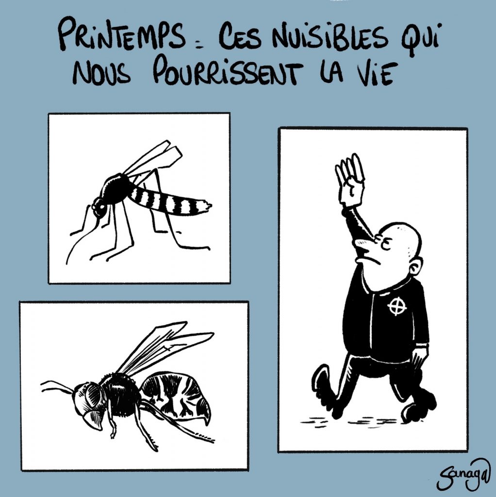 dessin presse humour défilé militants néonazis Paris image drôle nuisibles printemps