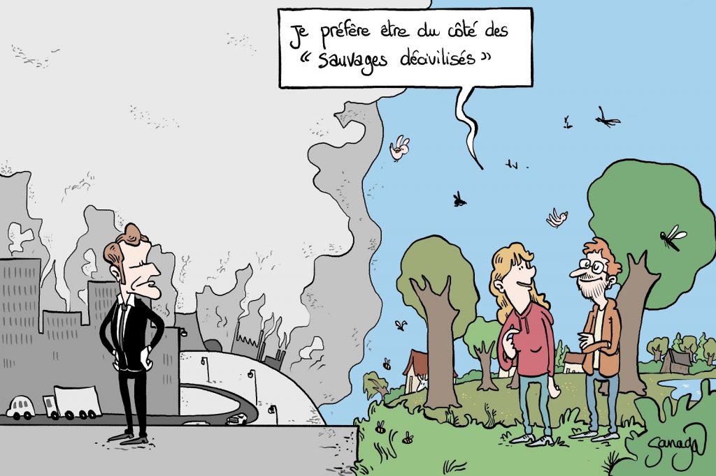 dessin presse humour Emmanuel Macron image drôle décivilisation