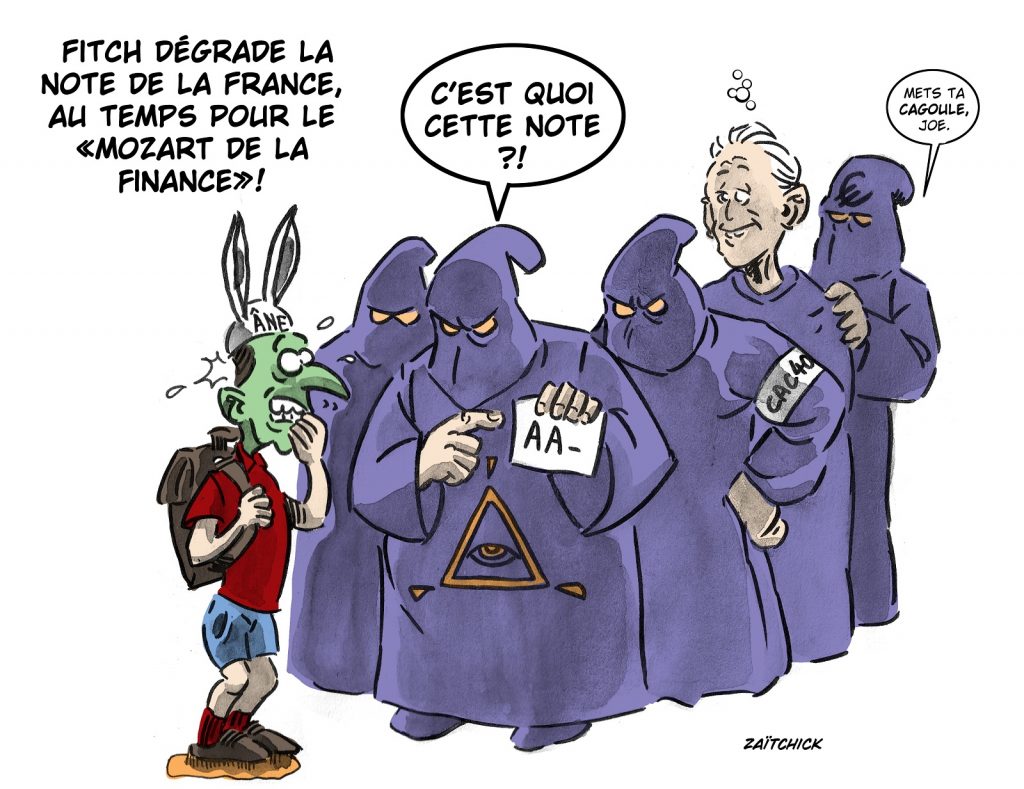 dessin presse humour Emmanuel Macron image drôle dégradation note France