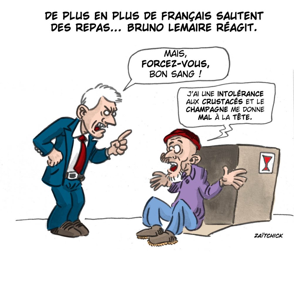dessin presse humour Bruno Le Maire image drôle inflation frugalité