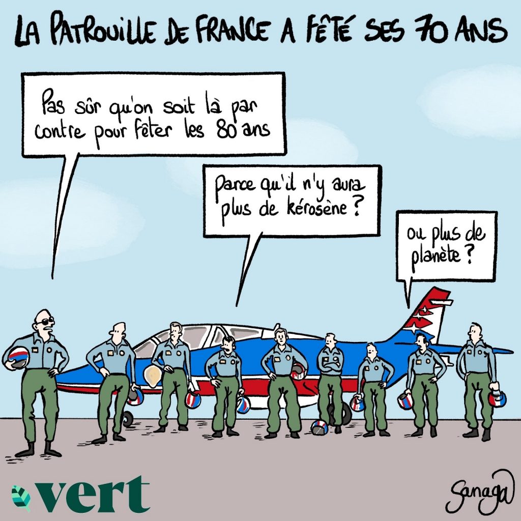 dessin presse humour écologie image drôle 70 ans Patrouille de France