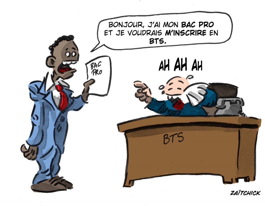 dessin presse humour réforme enseignement professionnel image drôle études Bac Pro Parcoursup