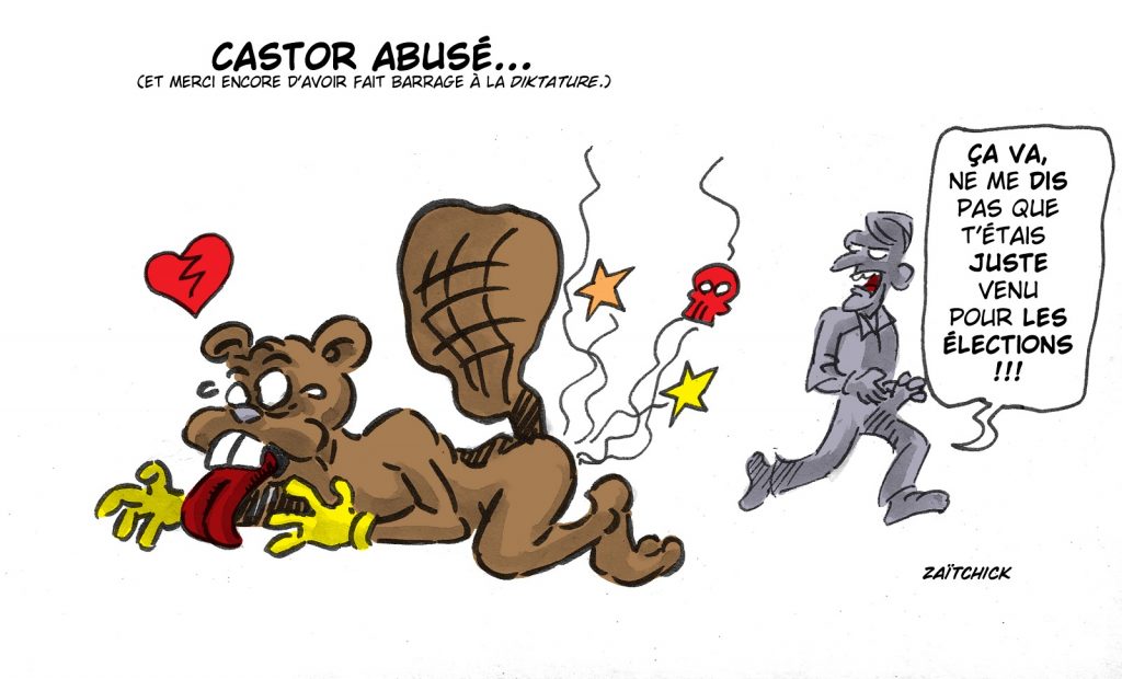 dessin presse humour Emmanuel Macron image drôle castors article 40