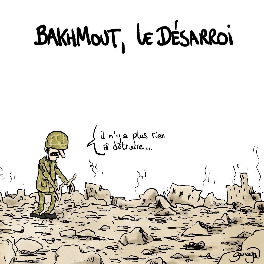 dessin presse humour guerre Ukraine image drôle destruction Bakhmout