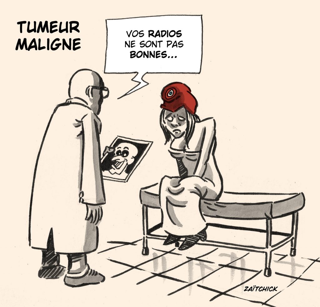 dessin presse humour Emmanuel Macron image drôle cancer France