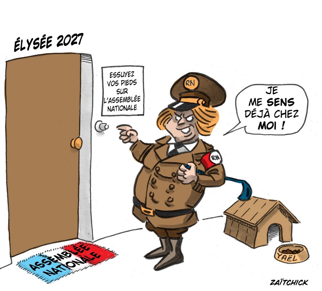dessin presse humour Marine Le Pen image drôle élection présidentielle 2027