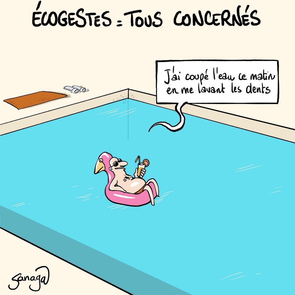 dessin presse humour écogestes image drôle piscines privées