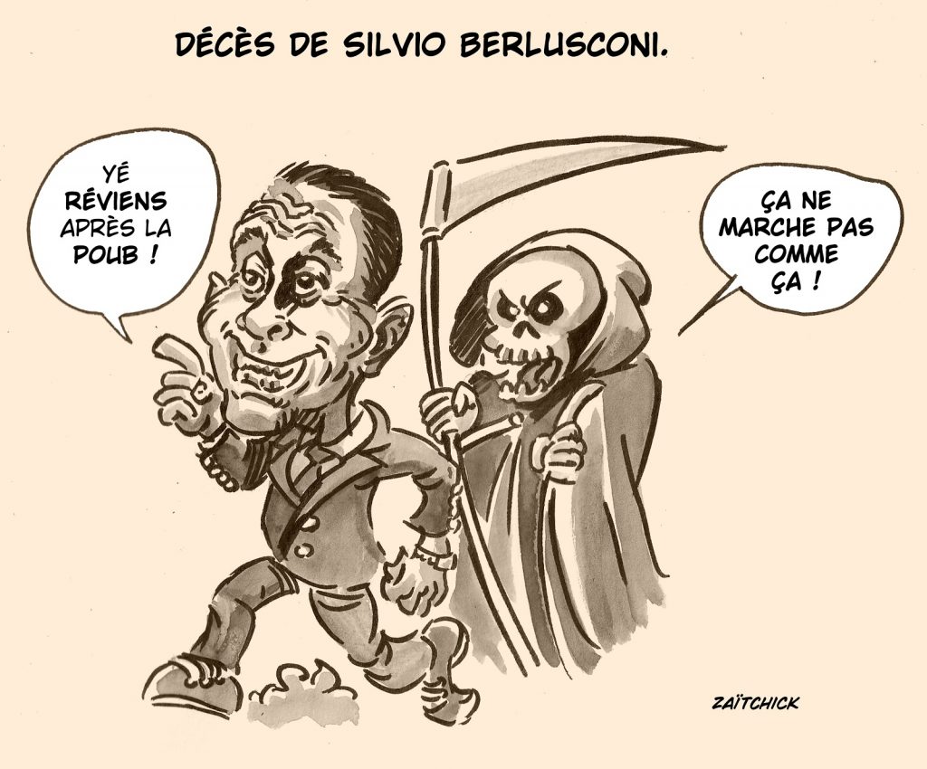 dessin presse humour Silvio Berlusconi image drôle mort décès disparition
