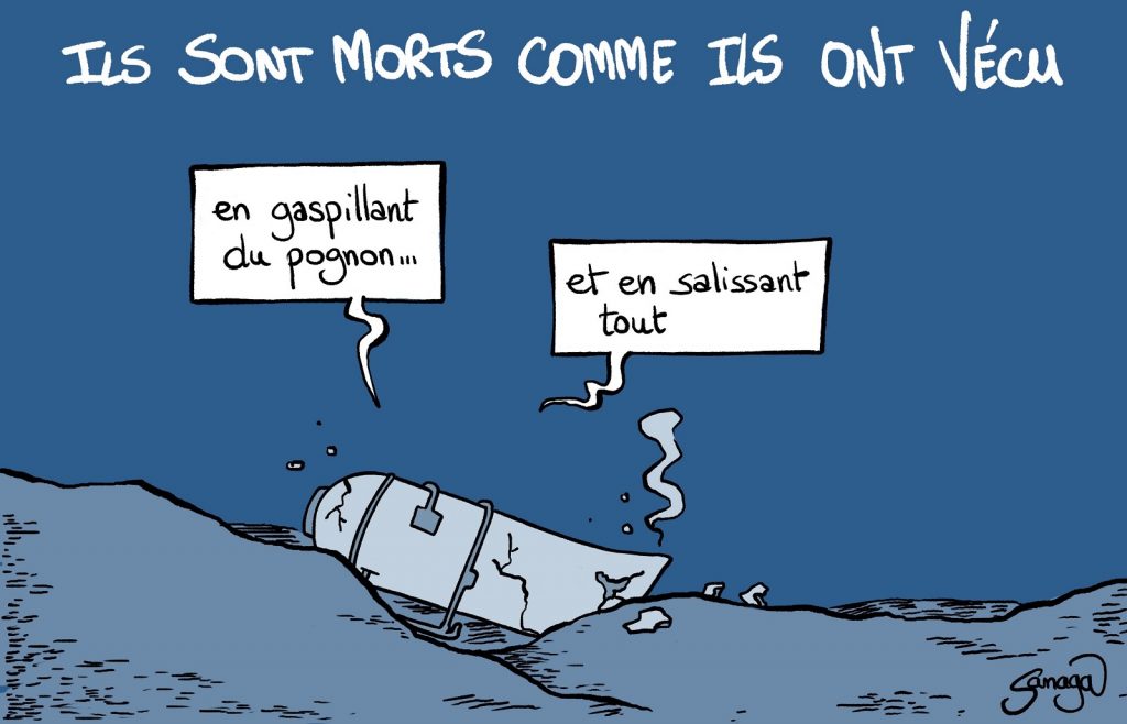 dessin presse humour implosion sous-marin Titan image drôle épave Titanic