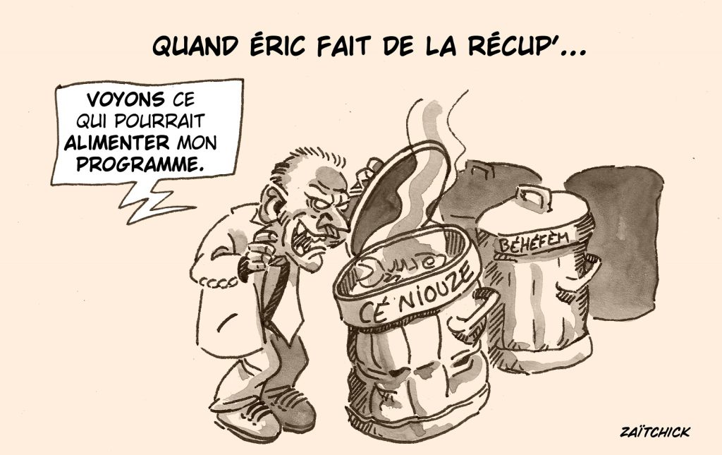 dessin presse humour attaque couteau Annecy image drôle Éric Zemmour récupération politique