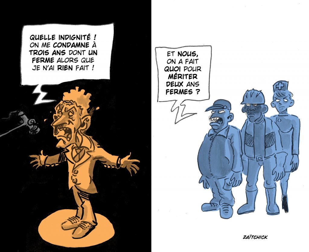 dessin presse humour réforme retraites image drôle condamnation Nicolas Sarkozy