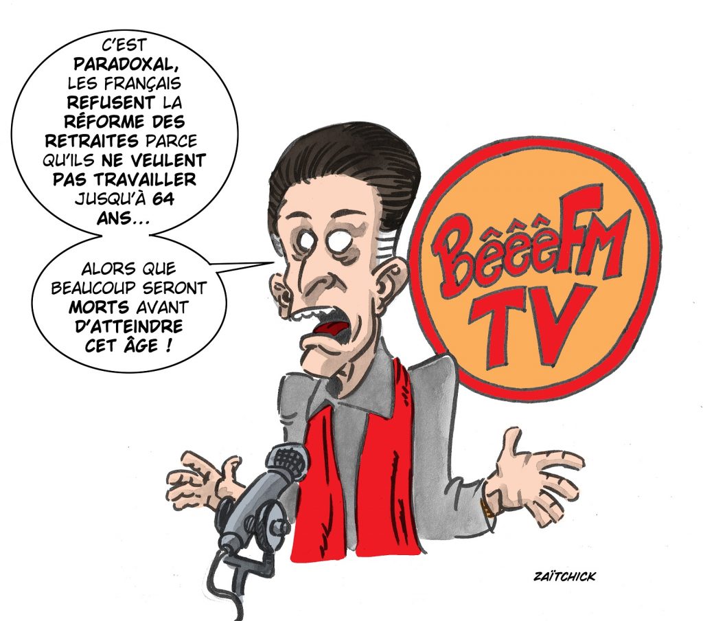 dessin presse humour Christophe Barbier image drôle réforme des retraites