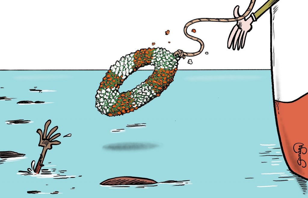 dessin presse humour naufrage bateau migrants image drôle Méditerranée