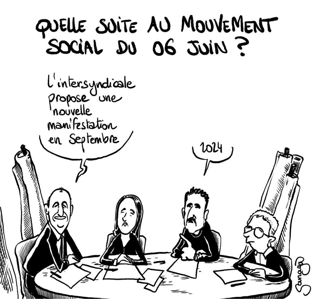 dessin presse humour réforme retraites image drôle intersyndicale