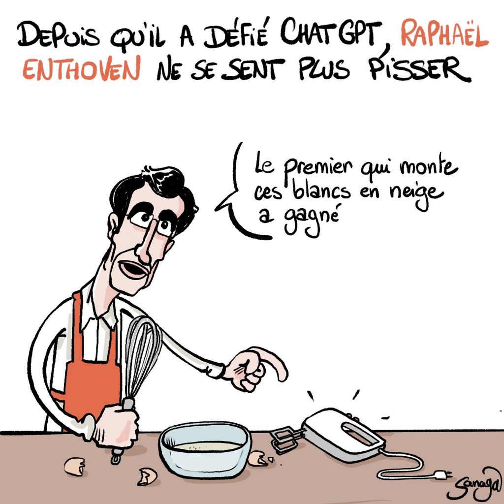 dessin presse humour Raphaël Enthoven image drôle défi ChatGPT