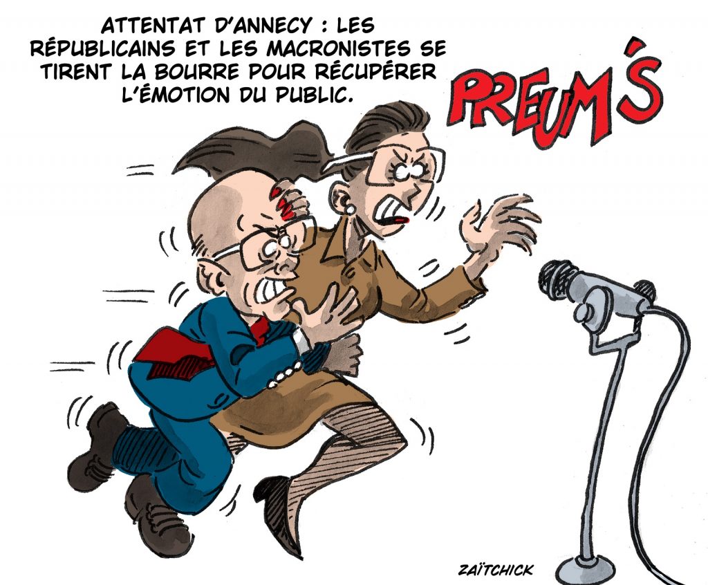 dessin presse humour attentat d’Annecy image drôle récupération politique