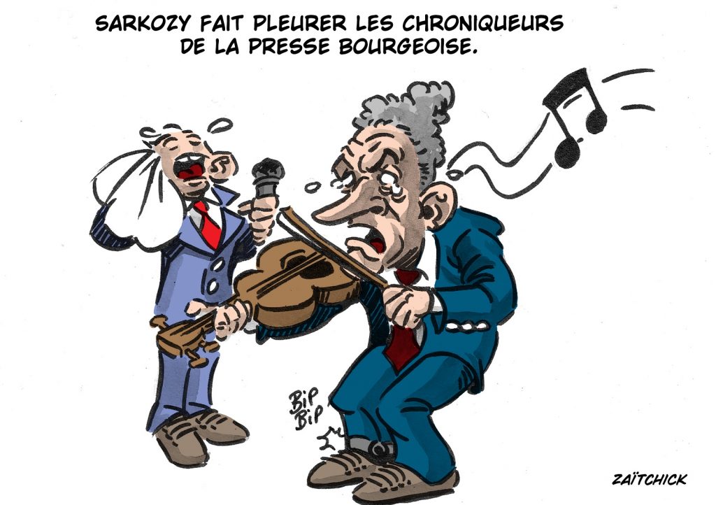 dessin presse humour Nicolas Sarkozy image drôle chroniqueurs presse bourgeoise