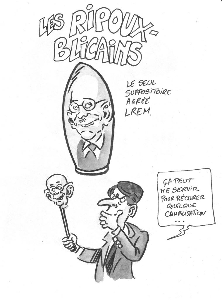 dessin presse humour Emmanuel Macron image drôle Éric Ciotti