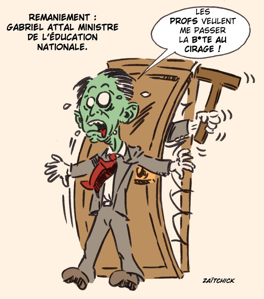 dessin presse humour Gabriel Attal image drôle remaniement ministériel
