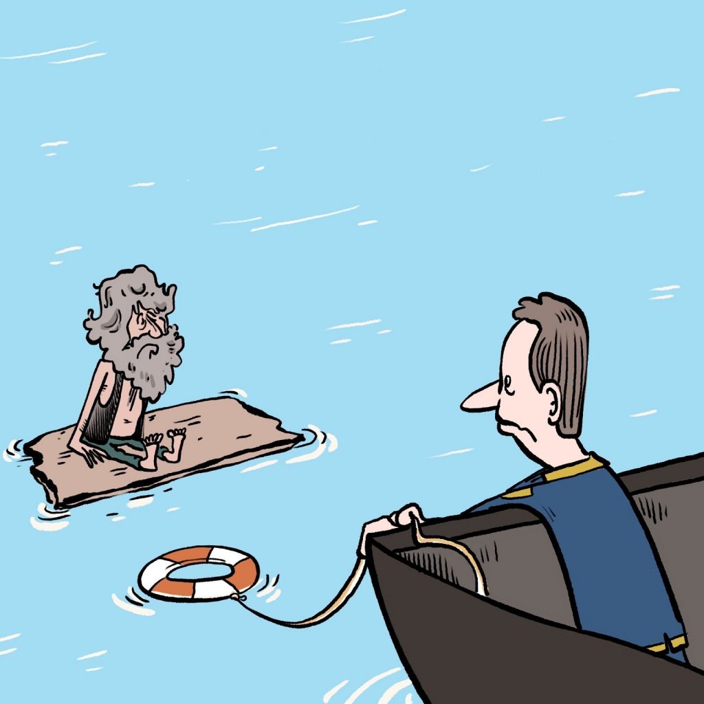 dessin presse humour survie Australien image drôle dérive océan