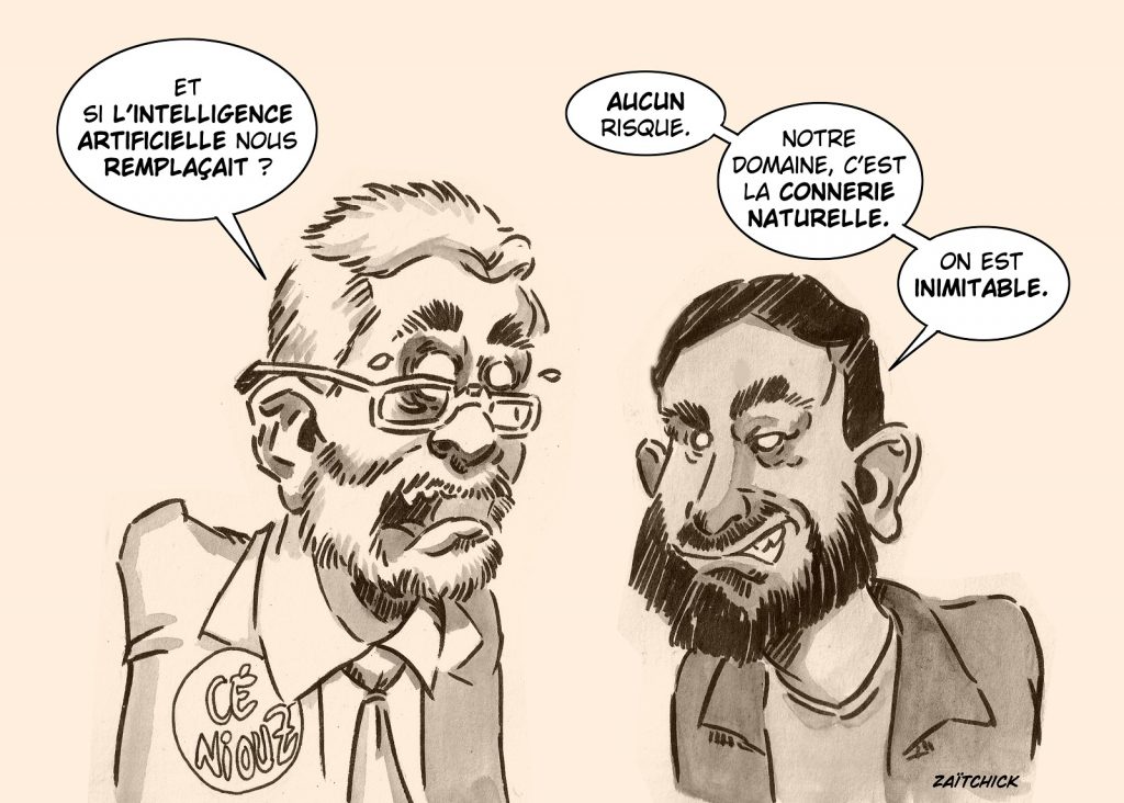 dessin presse humour Cyril Hanouna Pascal Praud image drôle intelligence artificielle