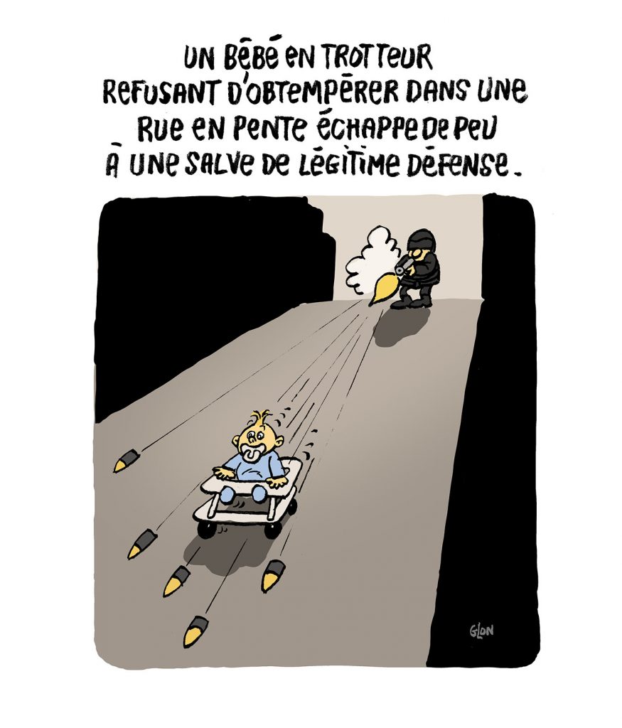 dessin presse humour Nahel refus d’obtempérer image drôle légitime défense