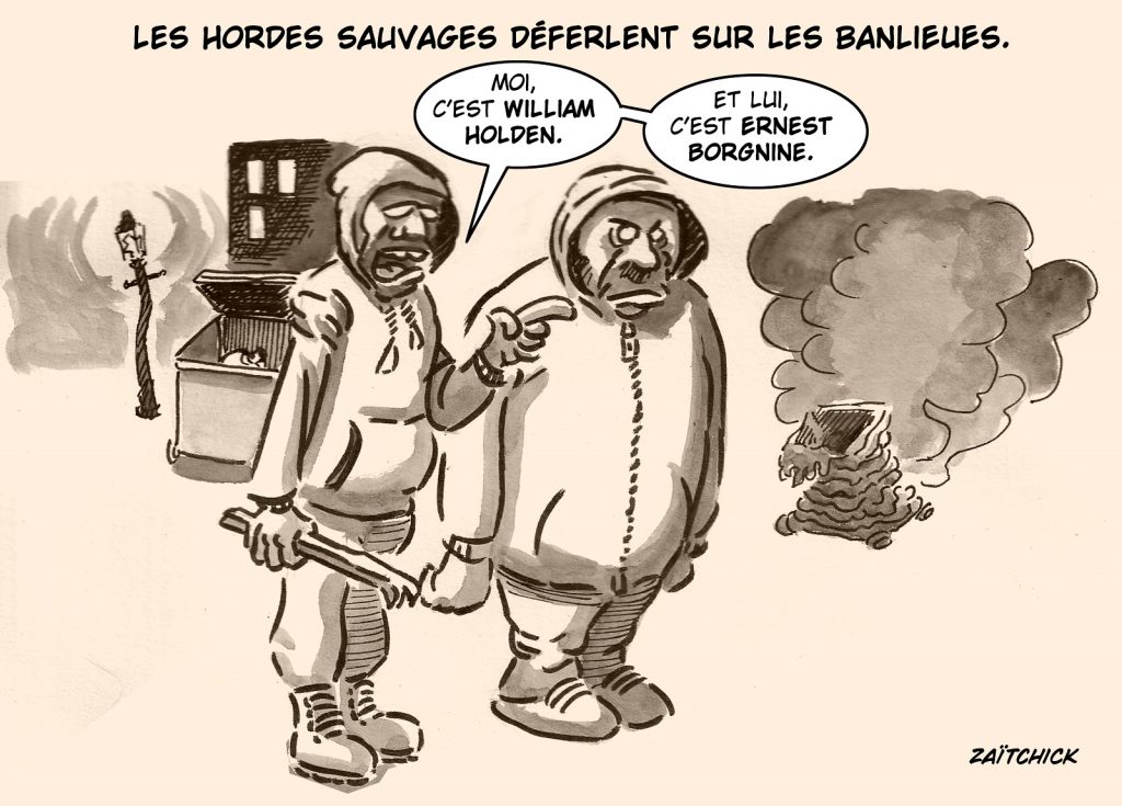 dessin presse humour émeutes pillages image drôle horde sauvage