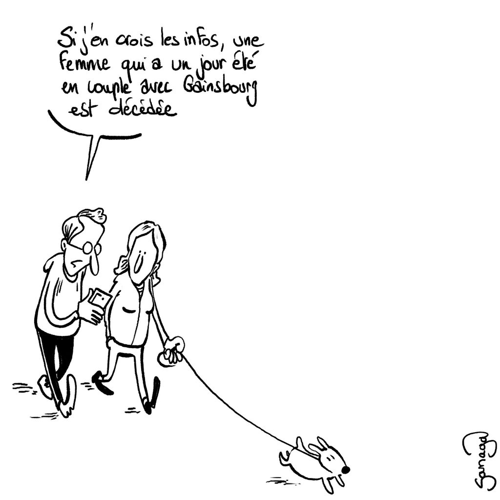 dessin presse humour mort Jane Birkin image drôle compagne Serge Gainsbourg