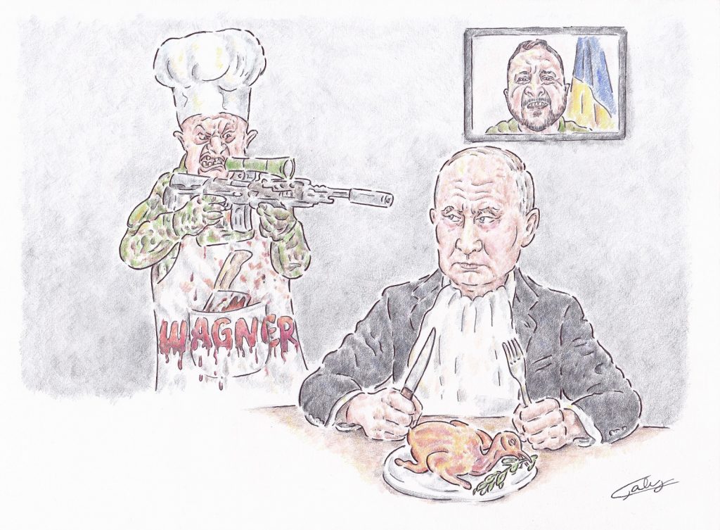 dessin presse humour Russie Vladimir Poutine image drôle mutinerie Evgueni Prigojine