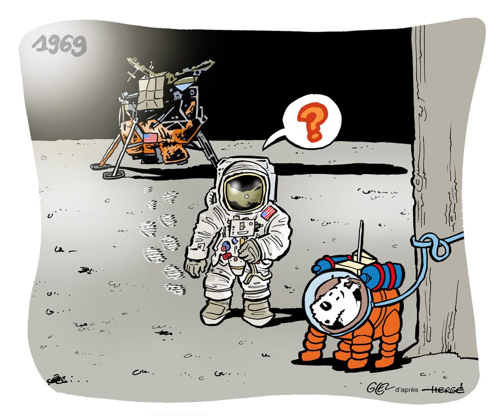 dessin presse humour Neil Armstrong image drôle On a marché sur la Lune